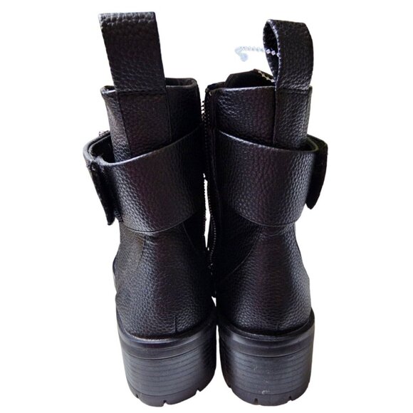 Karl Lagerfeld Combat Black Boots Paris Embellished Strap Payson Pippa 8.5 READ - Picture 4 of 8